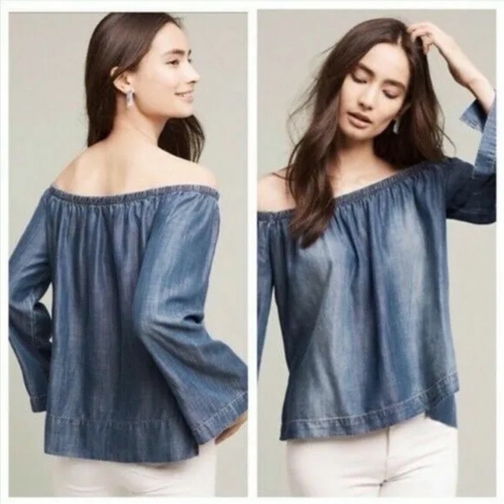 Cloth & Stone Denim Off Shoulder Top